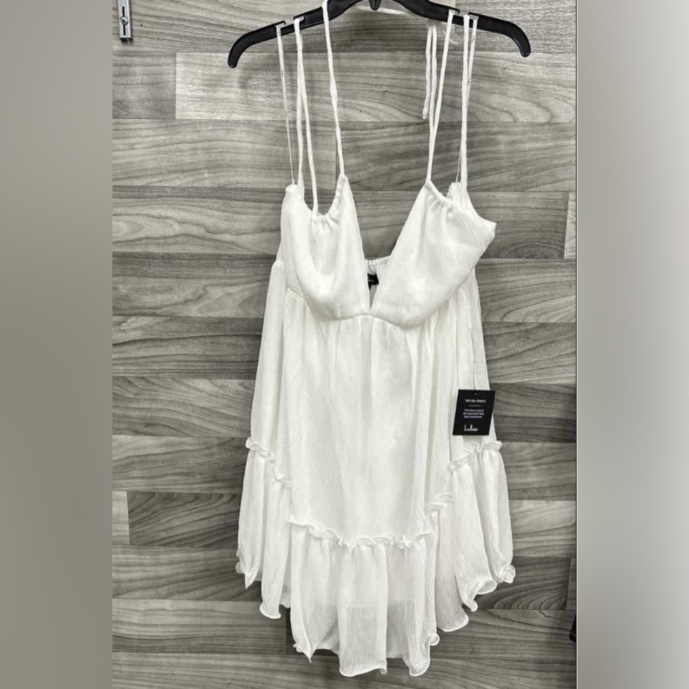NWT Lulu's White Ruffled Mini Dress - Picture 6 of 10